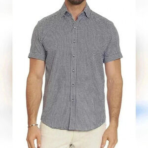 Robert Graham Howells Tailored-Fit Houndstooth Shirt Navy Size XL $158